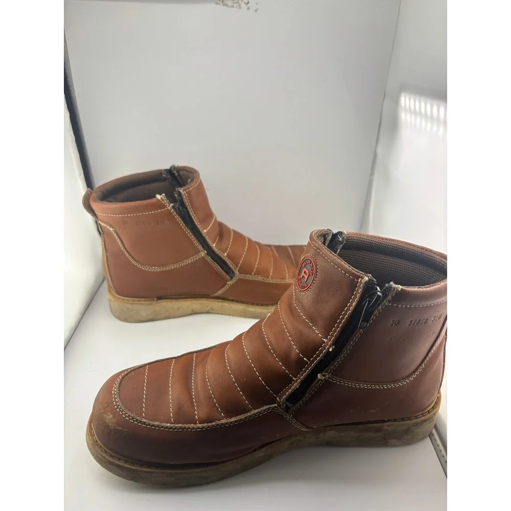 El Arco Boots Mens Brown Leather Side Zip Ribbed Moc Toe Wedge Sole 30 52828 330